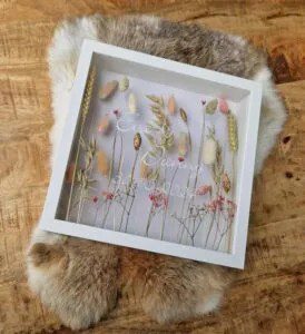 Droogbloemenlijst met tekst