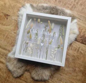 Droogbloemenlijst met tekst