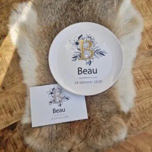 Geboortebordje met bladgoud