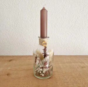 Droogbloemen-fles-bruin-wit