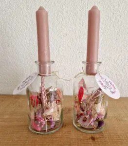Roze-droogbloemenfles