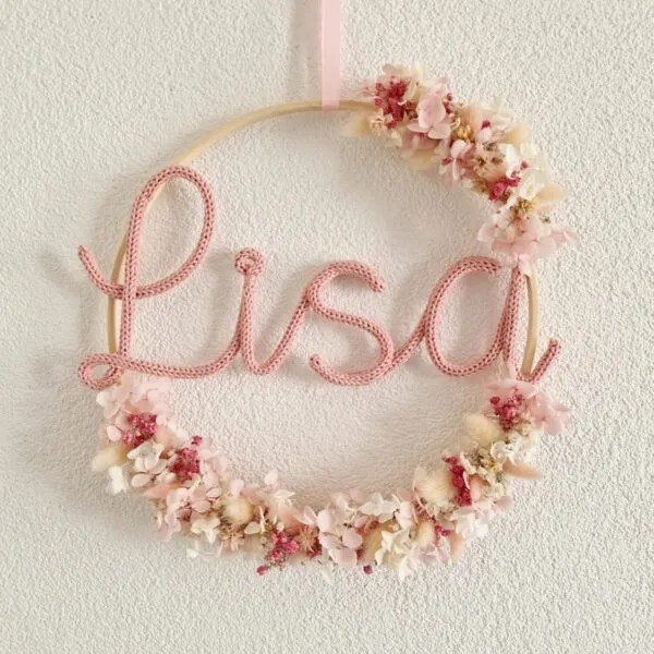 Droogbloemen krans met naam of zonder