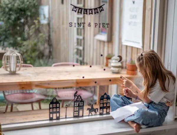 Welkom Sint & Piet statisch raamfolie (basis)